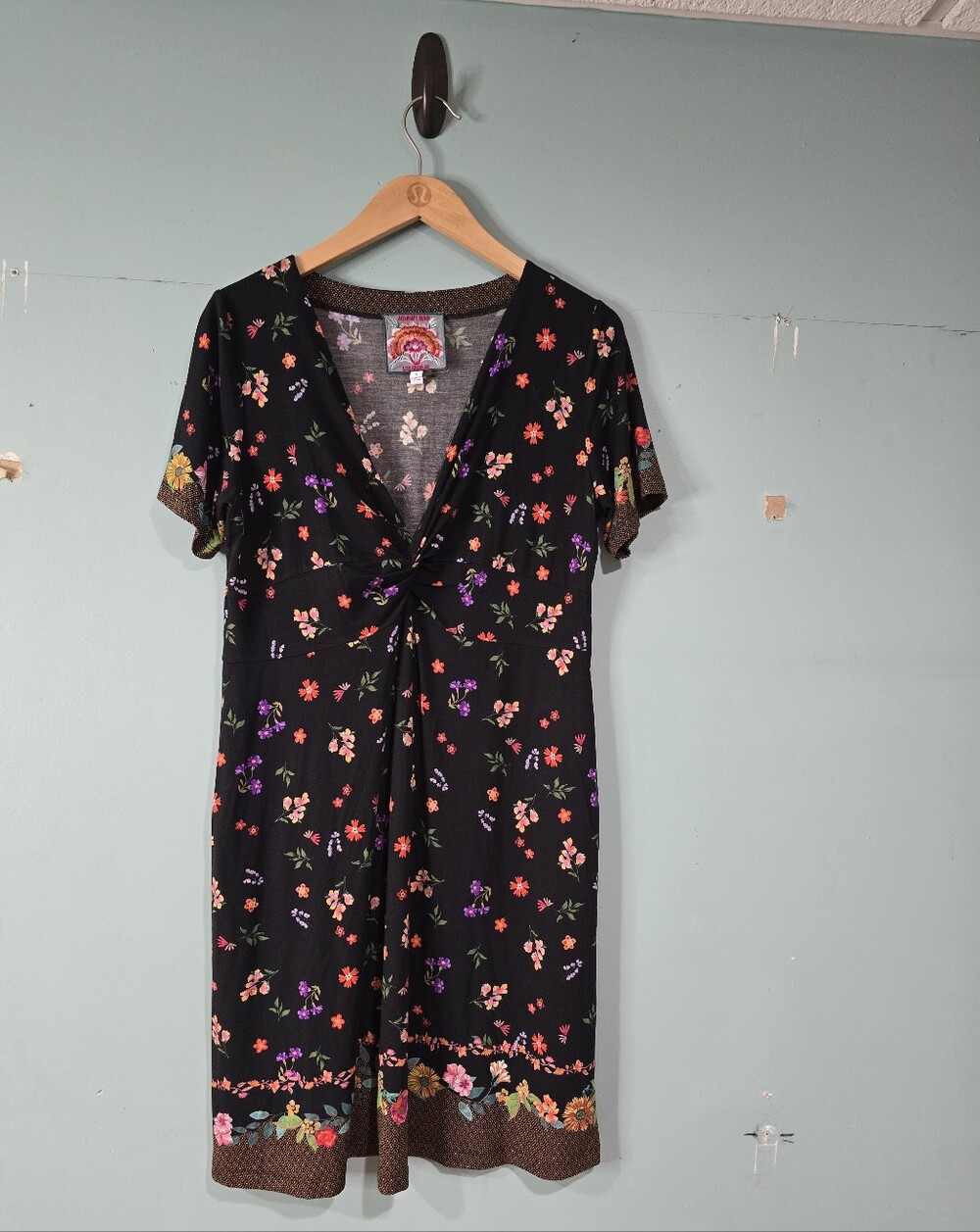 JOHNNY WAS Nani TWIST FRONT Swing Floral Jersey Dress Size S